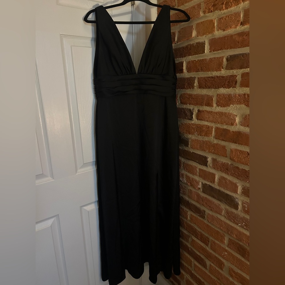 Dotti Black V-Neck Maxi Dress with Thigh Slit